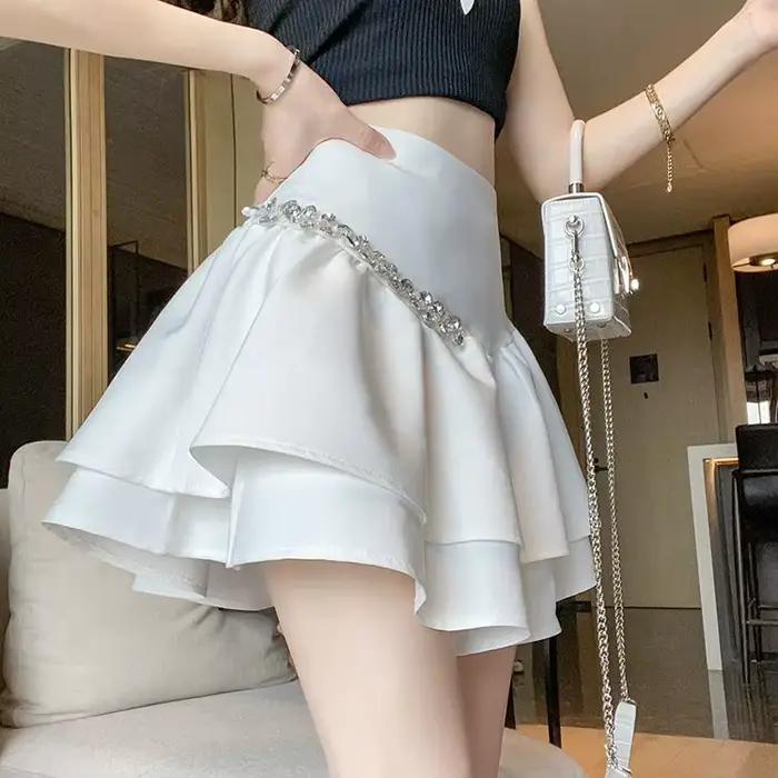 Mini jupe plissée taille haute pour filles