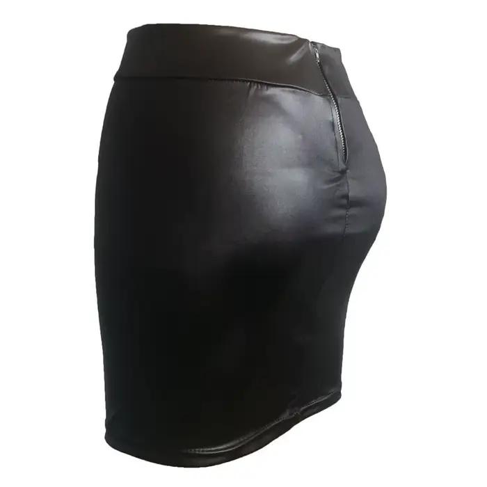 Jupe en similicuir taille haute mini coupe couverte polyester décontracté été pour femmes occasions spéciales style streetwear