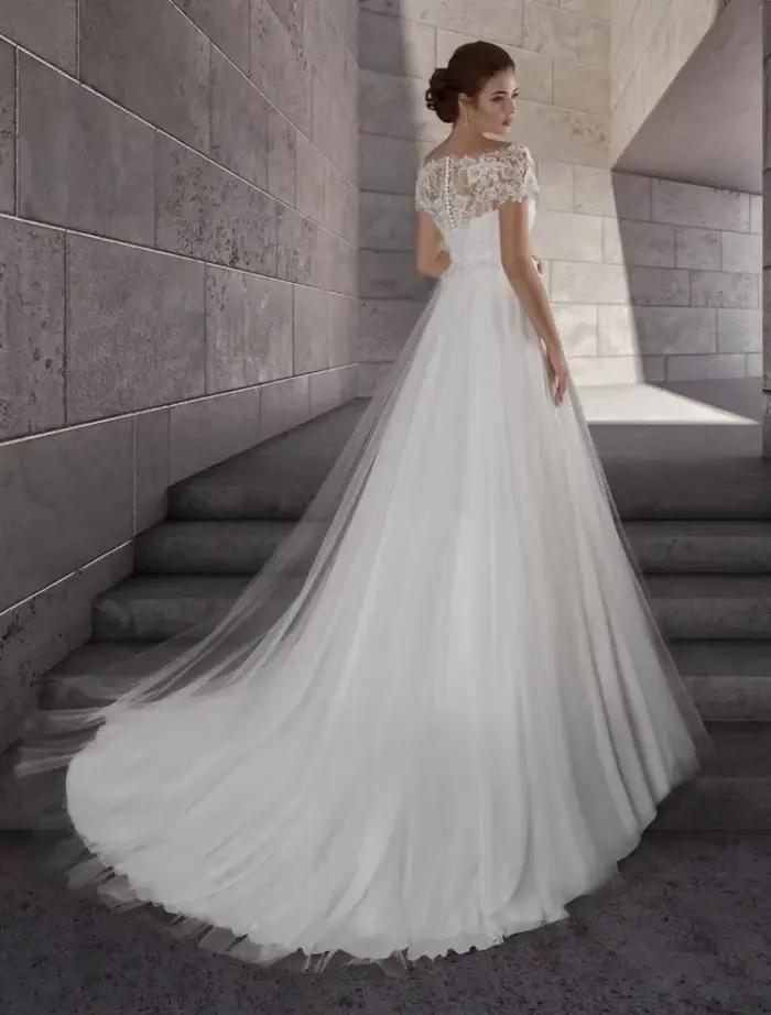 Robe de Mariée pour Femme Enceinte, Taille Haute, Manches Courtes, Grande Taille, Longue, pour Patients, Éducative