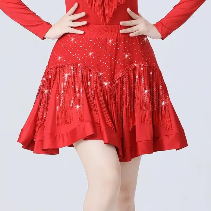 Jupe de danse latine scintillante pour femmes style moderne danse de salon et jitterbug occasions spéciales compétition danse de salon anniversaire présent cadeau danseur