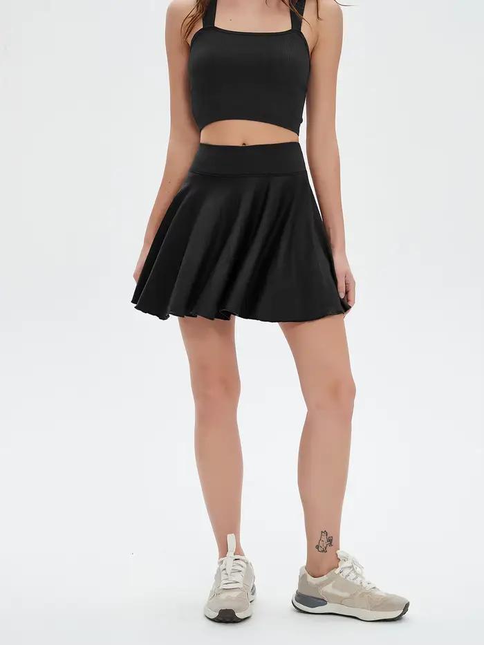 Jupe courte de sport taille haute CZGUKE pour femme avec ceinture et poche de sécurité