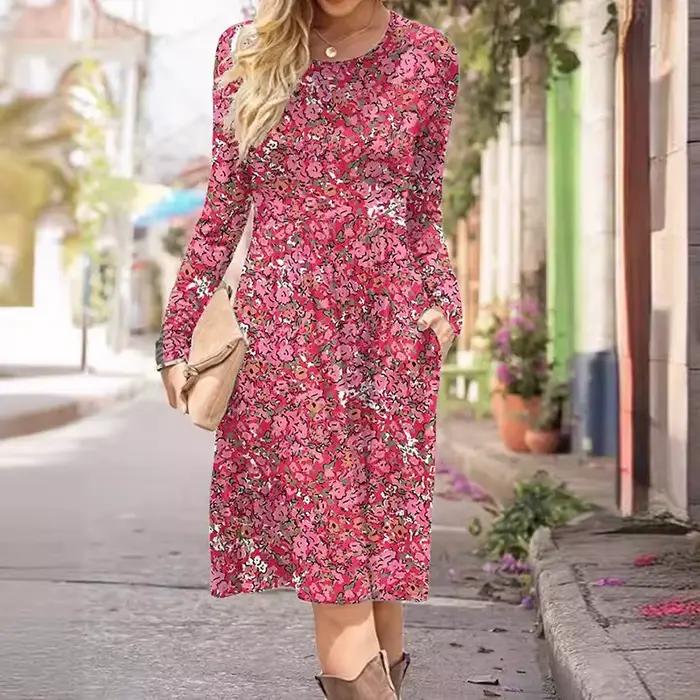 Robe mi-longue à manches longues pour femmes