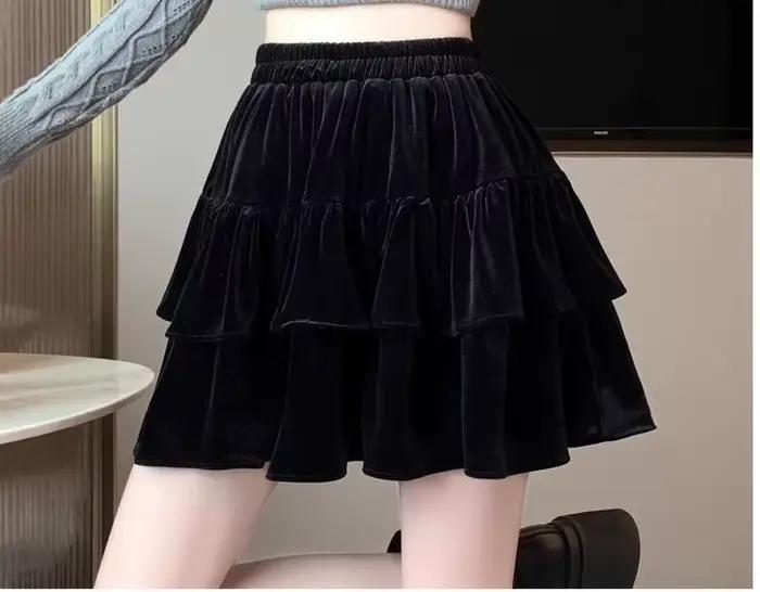 Jupe midi en velours pour femme
