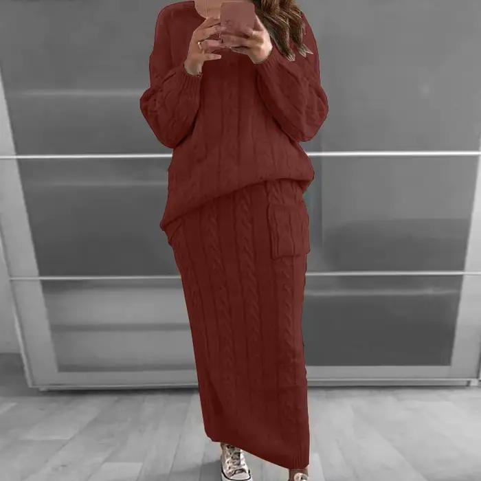 Ensemble pull et jupe en tricot pour femme