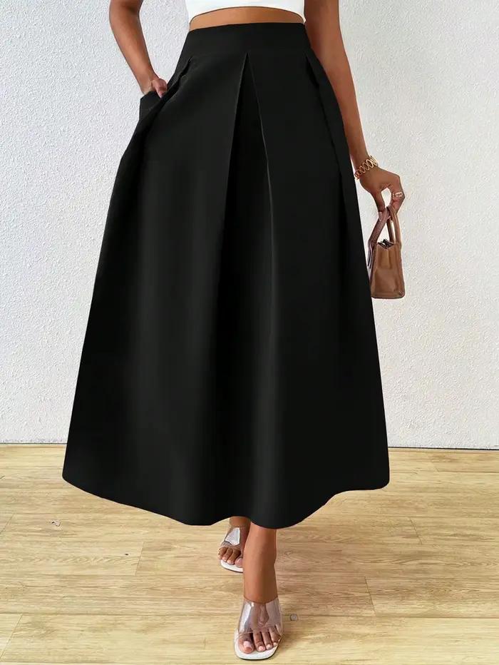 Jupe plissée élégante taille haute avec grande jupe évasée pour femme, tenue maxi d'été pour femme