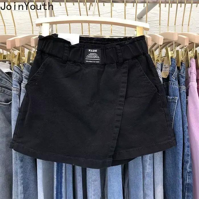 Jupe blanche femmes taille haute coton été