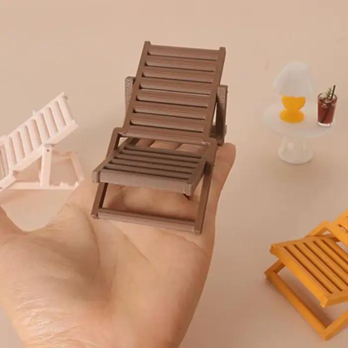 Chaise en plastique, modèle figurine, chaises longues réalistes, maison poupée, cadeau pour filles, chaise plage A2UB