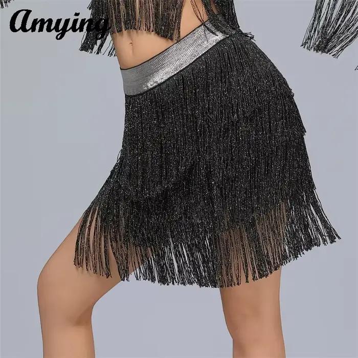 Jupe à franges de danse latine, vêtements d'entraînement de danse, Costume de spectacle sur scène de Festival, jupe demi-corps pour femmes, robe à franges