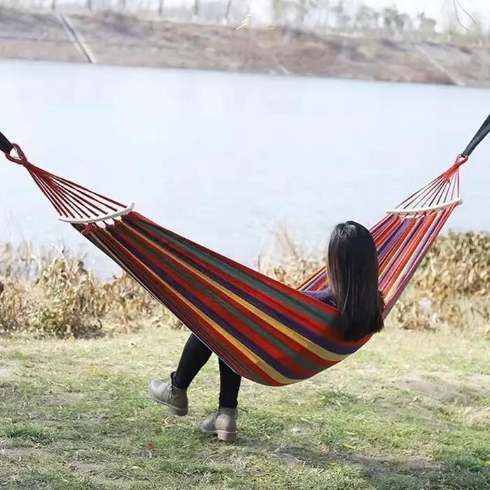 Hamac de loisirs durable, chaise suspendue individuelle pour le voyage, lit suspendu décontracté pour patio, jardin, cour, extérieur, intérieur avec sac de transport