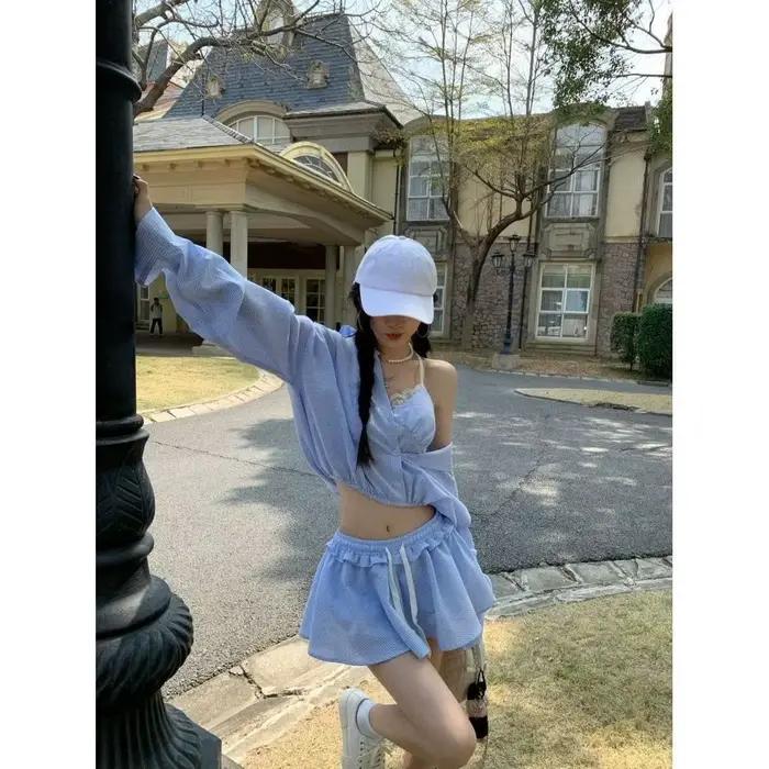 Ensemble jupe rétro années 2000 pour femme, gilet sans manches en dentelle vintage, jupe style japonais Kawaii Lolita, tenue chic décontractée pour soirée
