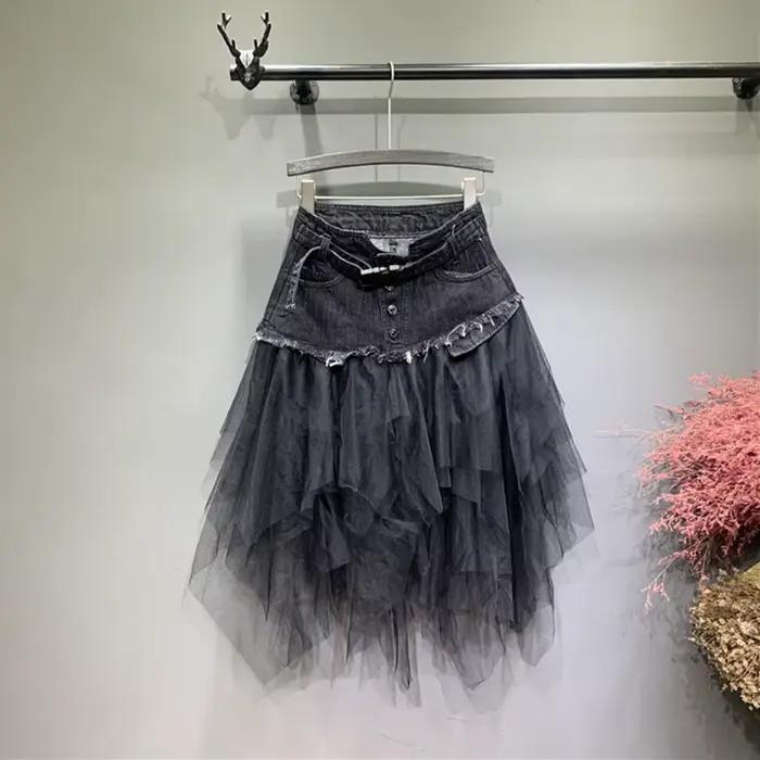 Jupe en jean taille haute pour femme