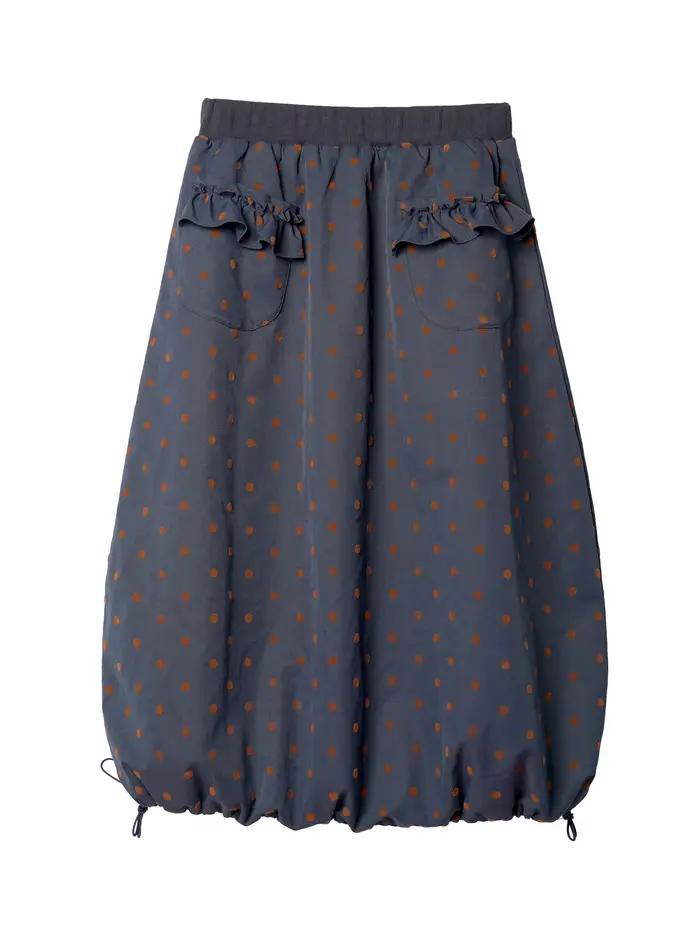 Jupe lanterne à pois en velours