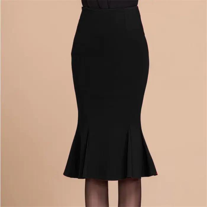 Jupe longue sirène taille haute à volants