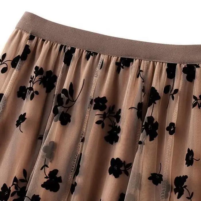 Jupe plissée ZOKI en polyester à motifs floraux pour femmes, jupe mi-longue décontractée pour bureau et soirées, été, nouveau modèle