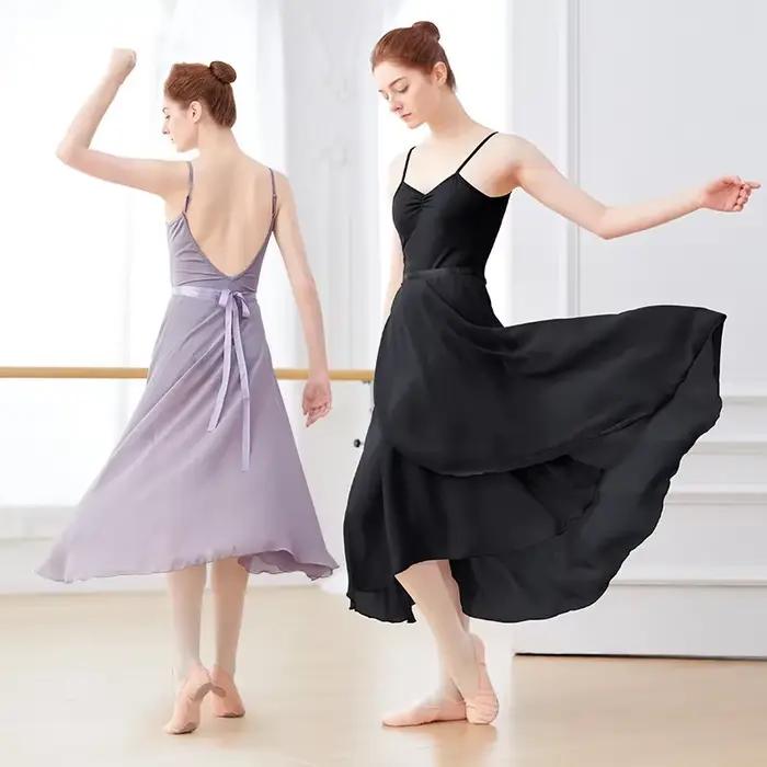 Jupe de Ballet pour adultes, jupe de danse portefeuille, jupe de Style Tutu en mousseline de soie pour classe de Ballet, jupe d'entraînement pour femmes