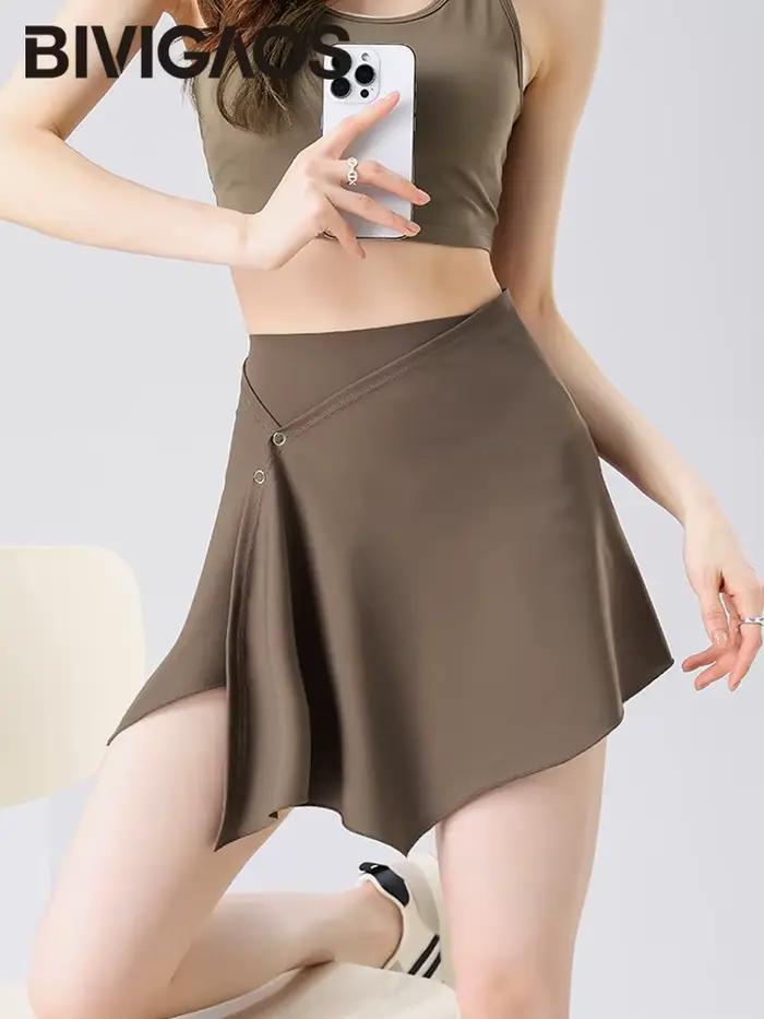 BIVIGAOS été amovible Yoga Mini jupe courte femmes sport Fitness Badminton jupes deux pièces ensemble bout