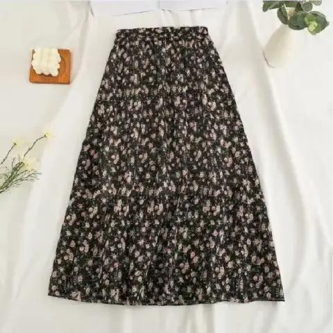 Femme jupe 2025 été nouveau coréen Ins mode tempérament doux Vintage Floral mince polyvalent taille haute