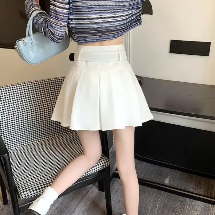 Mini jupes plissées femmes taille haute esthétique Preppy tout-match été Kawaii vêtements mignon mode coréenne Мини Юбки filles Pure