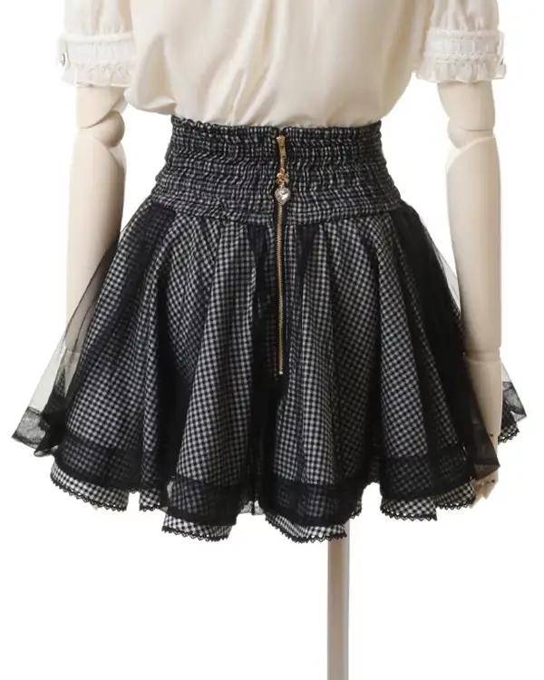 Liz japonais nouvel été bord en dentelle anneau en cuir taille haute jupe plissée nœud de ruban jupes courtes tout-match gros nœud Blouses Lolita