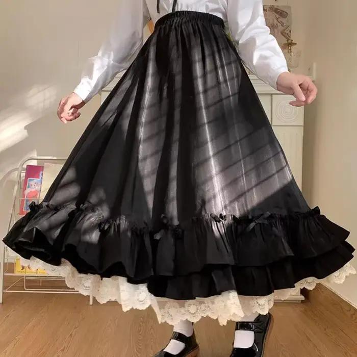Jupe plissée à volants japonais pour femme