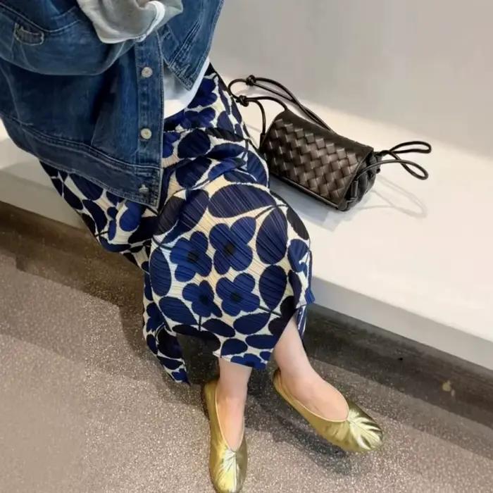 Jupe plissée imprimée Miyake nouvelle collection été 2026 décontractée et polyvalente pour femmes ocassions printemps automne trapèze