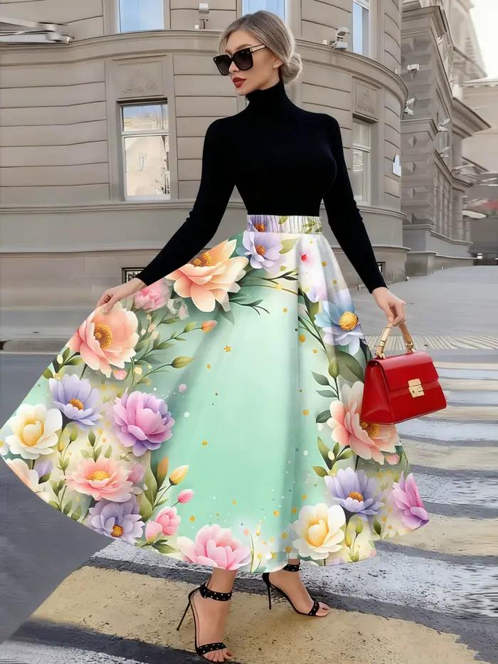 Jupe midi à imprimé floral pour femme