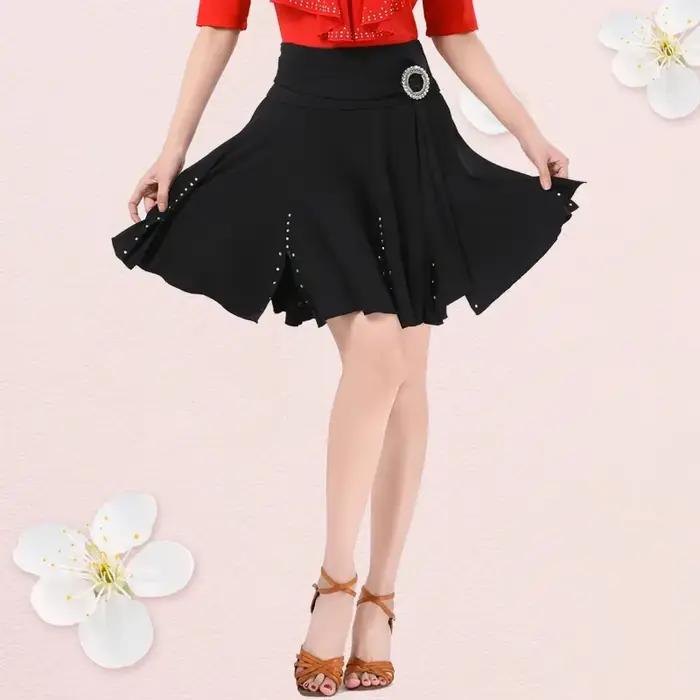 Nouvelle Collection Printemps-Été : Jupe Courte de Danse Marin Anti-Transparence à Ourlet Large Rouge et Noir pour