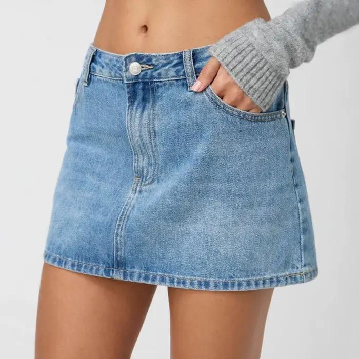 Vintage Denim Mini jupes pour femmes mode d'été taille haute droite courte Faldas décontracté Streetwear classique Jean jupe