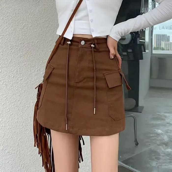 Jupe en jean taille haute pour femme