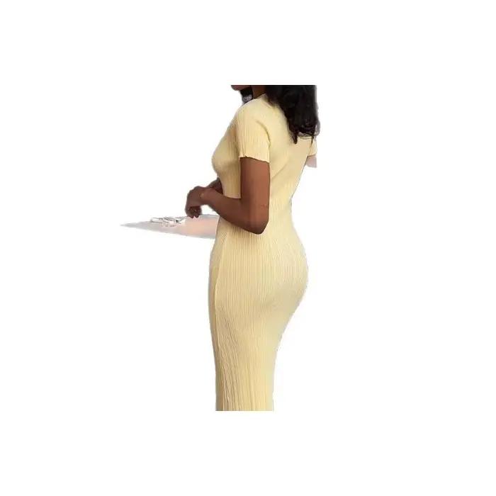 Jupe longue tricotée pour femmes, design de robe française, slim