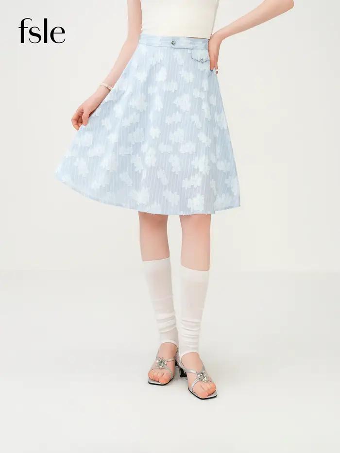 Jupe trapèze jacquard d'inspiration française FSLE 2026 pour femme