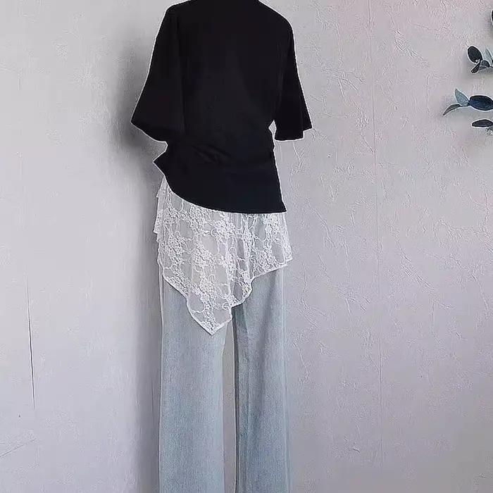 Jupe superposée en dentelle au Design Floral, légère et confortable, jupes portefeuille, Style Streetwear, taille à nouer