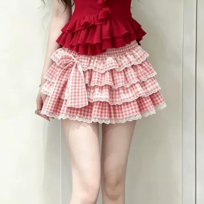 Mini-jupe mignonne pour femme avec nœud