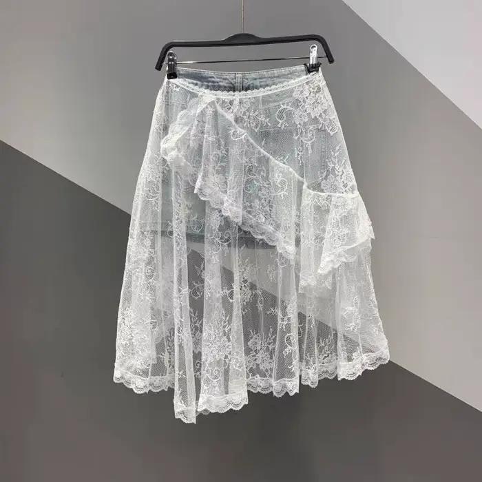 Jupe en jean taille haute amincissante pour femme