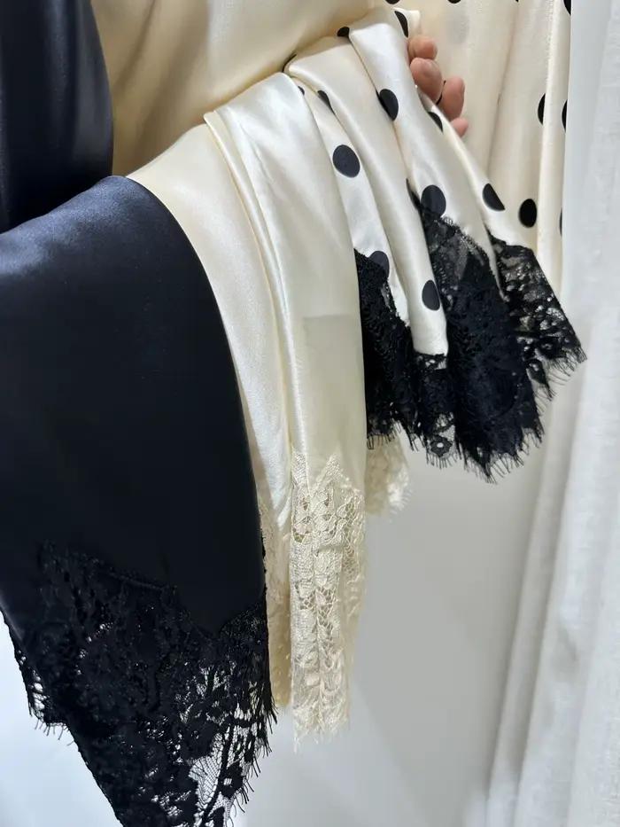 Jupe midi en satin de soie 100% pour femmes, ourlet en dentelle, taille haute, mode féminine