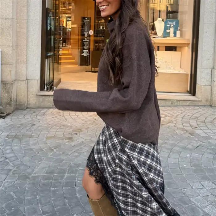 Jupe en dentelle à carreaux pour femmes