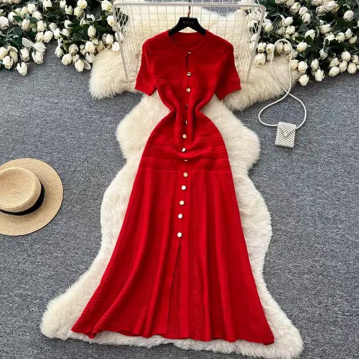 Robe longue pour femme, style Y2K streetwear, col rond, manches courtes, moulante, sexy, élégante, pour soirée, travail, 2026