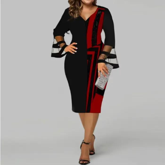 Robe mi-longue grande taille pour femmes