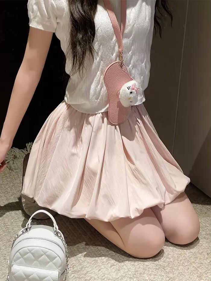 Mini jupe trapèze taille haute pour femmes