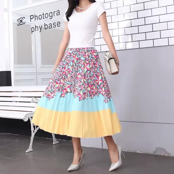 Nouvelle Collection 2026 – Jupes Plissées d'Été à Motifs Cartoon pour Femmes – Taille Haute Élastique – Longueur Midi-Cuisse – Idéales pour les Fêtes – Jupe Longue pour Jeunes Femmes