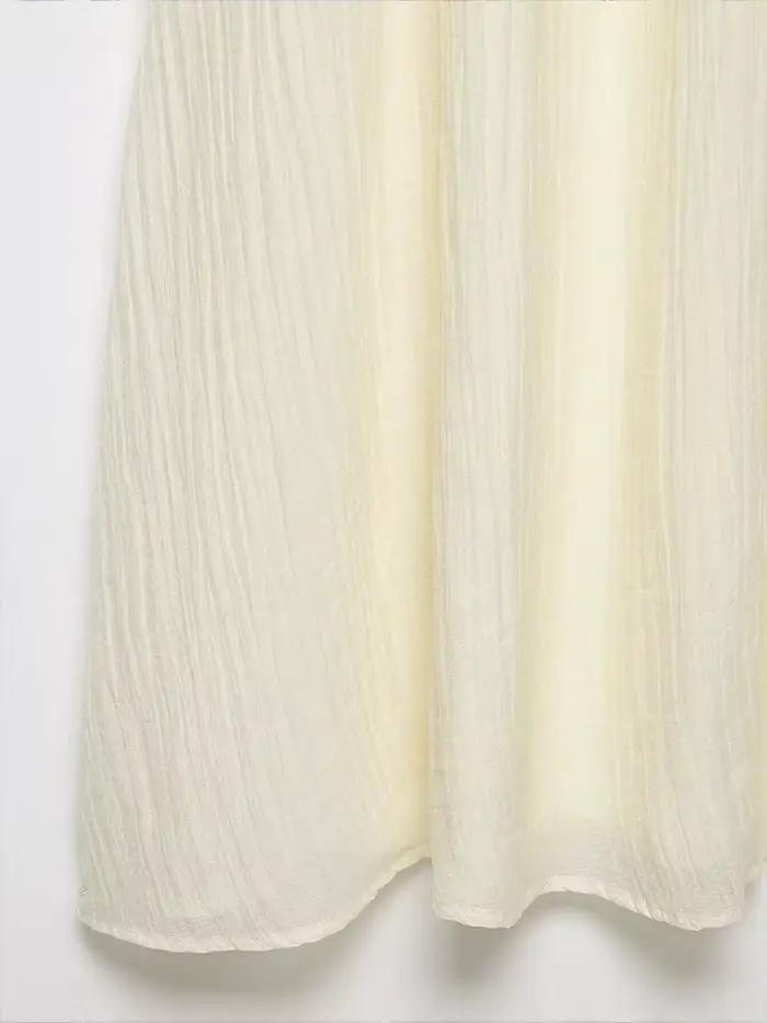 Jupe mi-longue décontractée en mousseline froissée respirante à taille haute en dentelle crochetée pour femme – Collection Printemps-Été