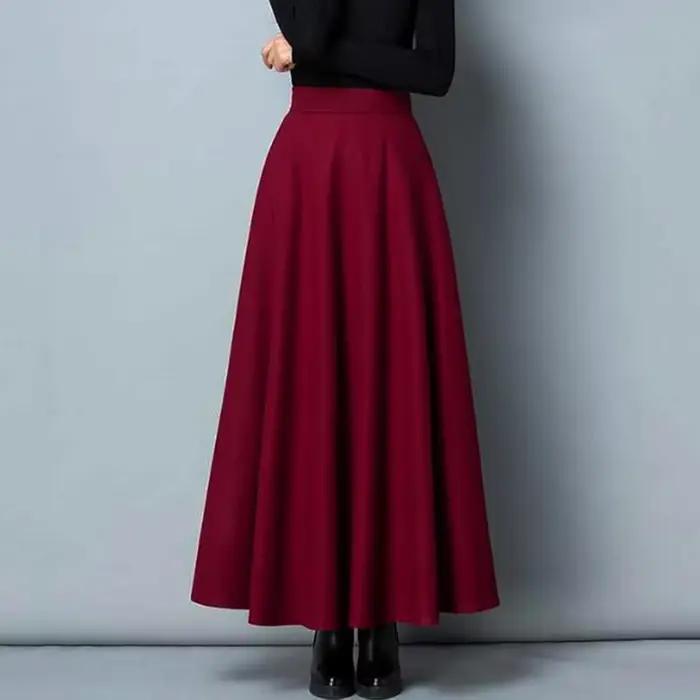 Jupe Lucyever en laine polyester élégante et décontractée pour femmes, automne-hiver, coupe mi-mollet, silhouette une ligne, polyvalente pour toutes les occasions