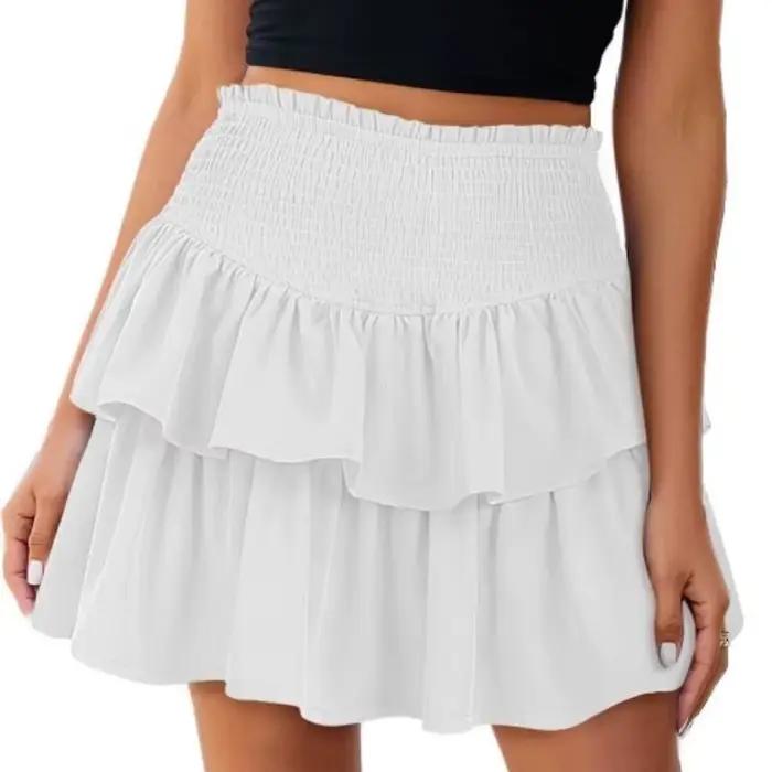 Jupes pour femmes toutes saisons quotidien basique plaine taille haute couches Mini