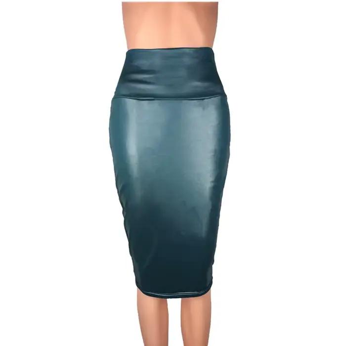 Jupe en cuir dos fendu femmes Sexy moulante