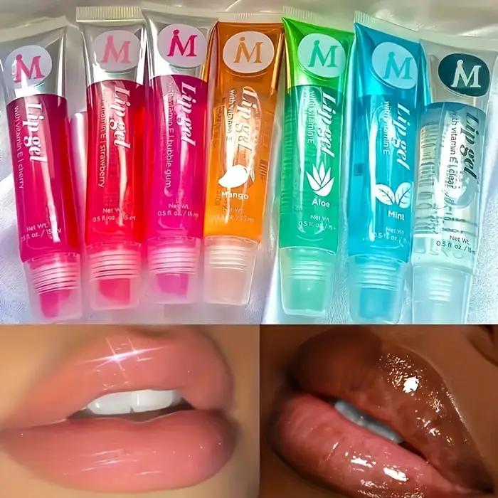 6 pièces/ensemble, brillant à lèvres transparent hydratant, VE, églantier, argan, hongole poivrée, saveur de noix de coco, huiles à lèvres repulpantes translucides cadeau S