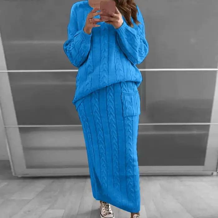 Ensemble pull et jupe en tricot pour femme
