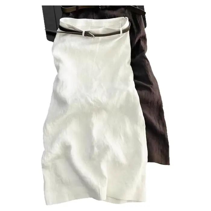 Jupe Midi Trapèze Élégante en Lin Pour L'Été Design Unique et Tendance Pour Femme Occasions Spéciales Polyvalente Douce et Respirante