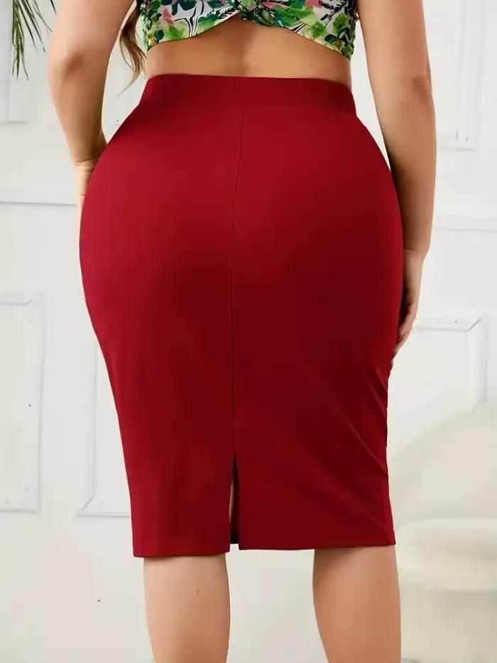 Jupe fendue taille haute décontractée pour femmes grandes tailles couleur unie style slim été 2026 occasions spéciales et balades urbaines