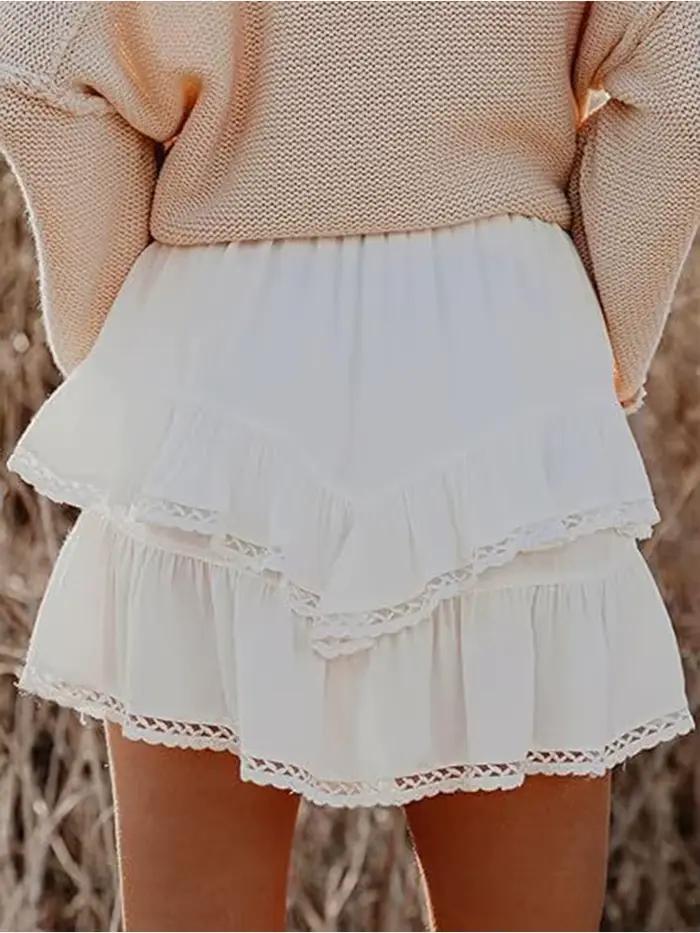 Mini jupe multicouche à volants pour femme