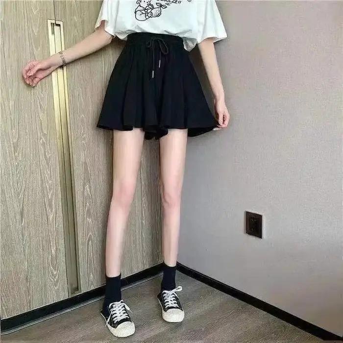 Jupe courte taille haute élastique pour femme
